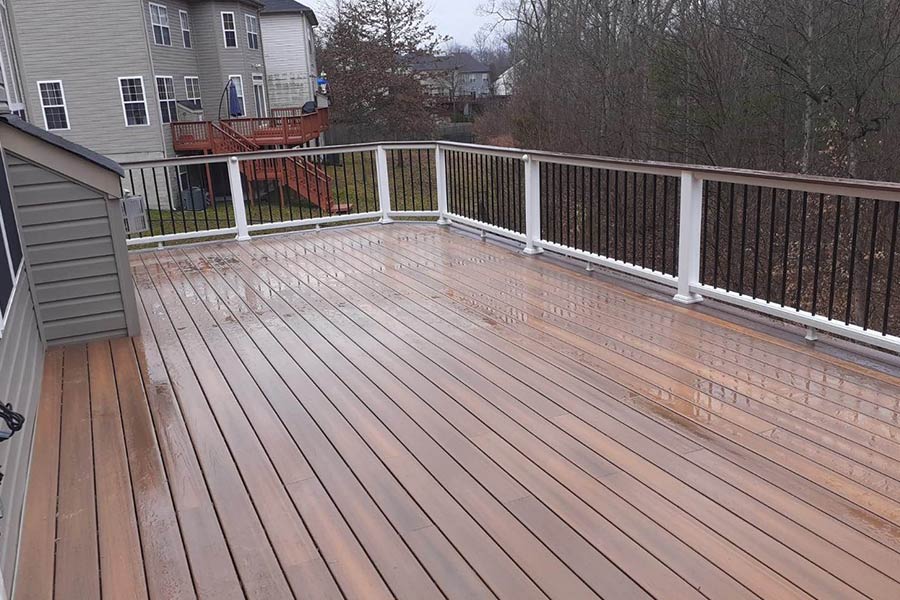 large brown wooden deck on back of home purcellville va